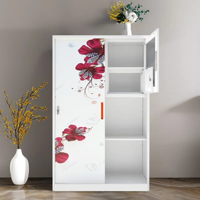 Modern 2-Door Iron Steel Metal Locker Printed Wardrobe for Home Bedroom Bathroom School Office Gym for Hotel Furniture