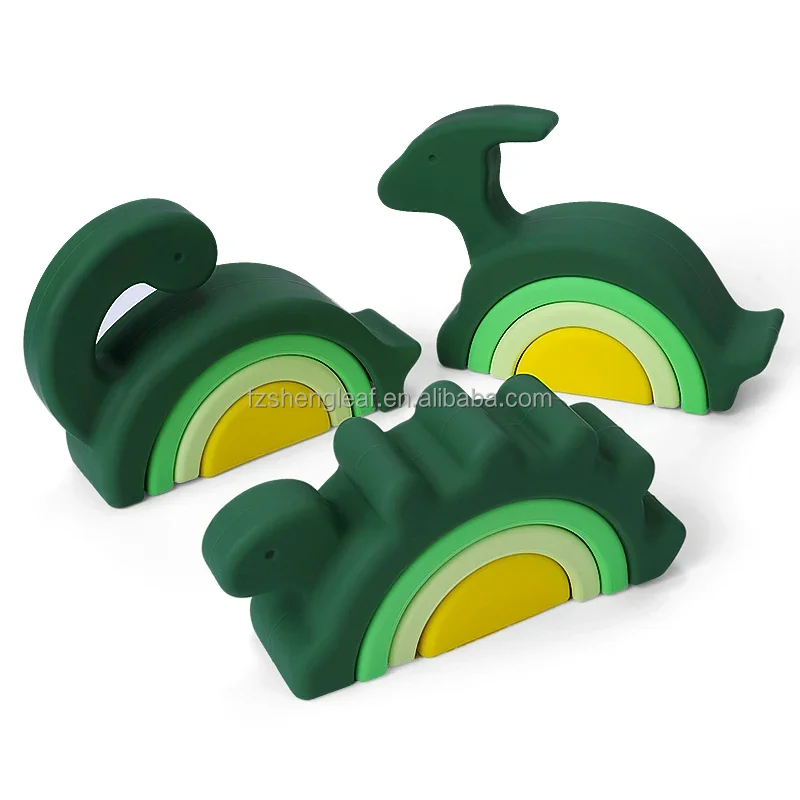 product educational game learning stacking baby dinosaur shape silicone block toy playing for kids 0 24 months  2 4 years-1