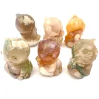 Carving China Wholesale Natural Carved Crystal Sakura Agate Cat Craft Carving Hand Carved Crystal Lucky Cat