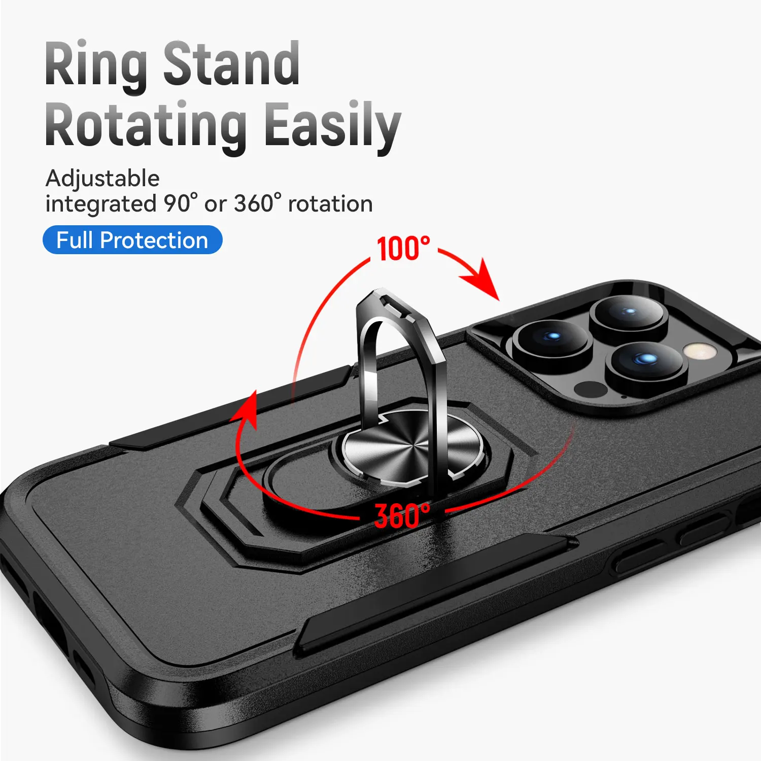 360 Rotation Kickstand Metal Ring Phone Holder Stand Shockproof Phone Case Cover for iPhone 15 pro max 14 Plus