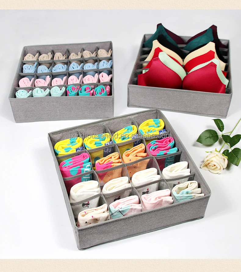 Wholesale 3Pcs Custom Foldable Socks Separated Organizer Box Underwear Storage Boxes High Quality Storage Organizer Box