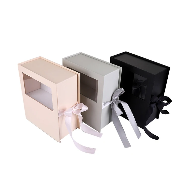 magnetic window gift boxes with ribbon wholesale custom luxury