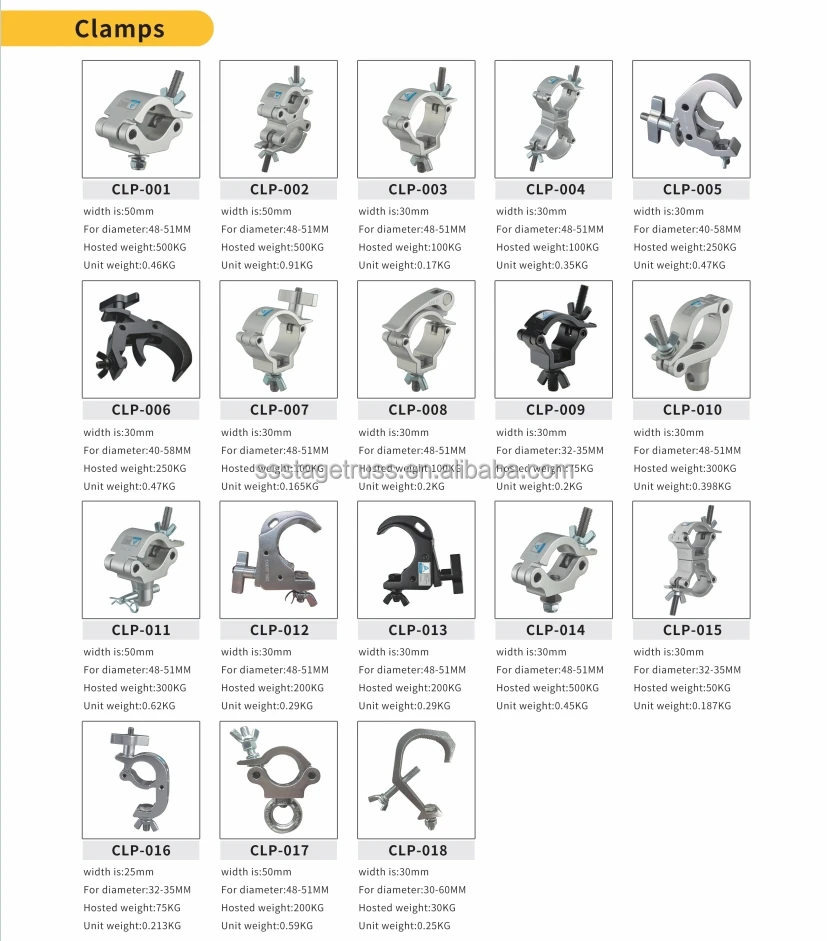 product tube 48 51mm load 300kg aluminum large stage load clamp hook lighting clamp hook coupler truss display truss system accessories-2