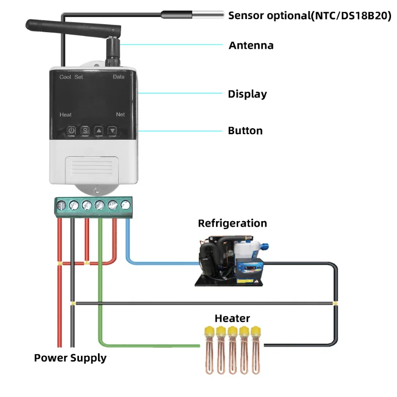 WiFi Thermostat Digital Temperature Controller Ntc Sensor LCD Display Thermoregulator for Heating Cooling for Aquarium Fish Tank