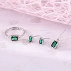 Jewelry Amazon New S925 Silver Color Treasure Set European And American Jewelry Fashion Ring Emerald