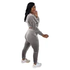 2021 Women's Elastic Sports Leisure Sports Suit Zipper Sexy Open Navel 2 Piece Set
