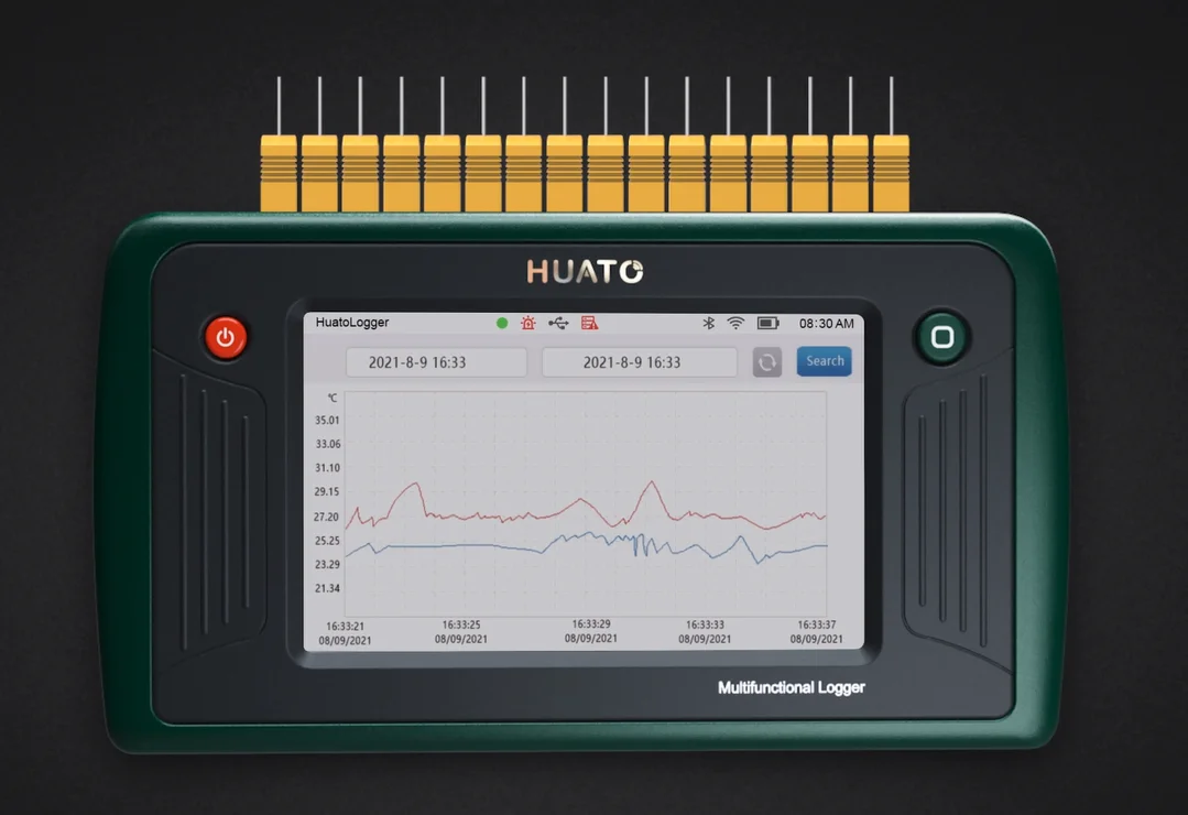 The latest portable paperless 16-channel thermocouple data logger