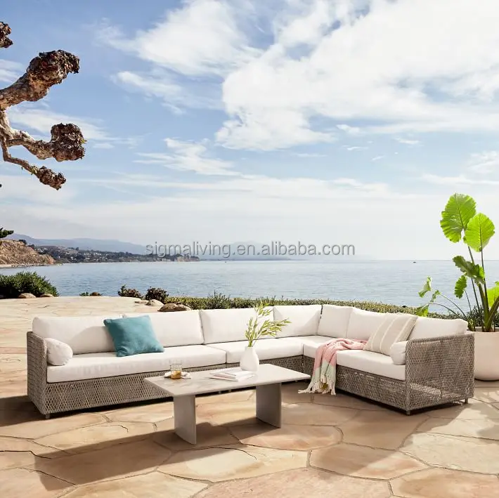 Patio couch sofa set garden set wicker furniture outdoor 4-piece L-shaped sectional
