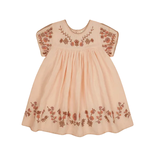 Customized wholesale summer children's clothing kids girls clothes embroidery flower baby girls' birthday dresses 2-12 years
