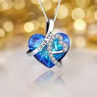 Heart Customized Fashion Jewelry Love Blue Gemstone Crystal Heart Pendant Mother Day's Gift Necklace