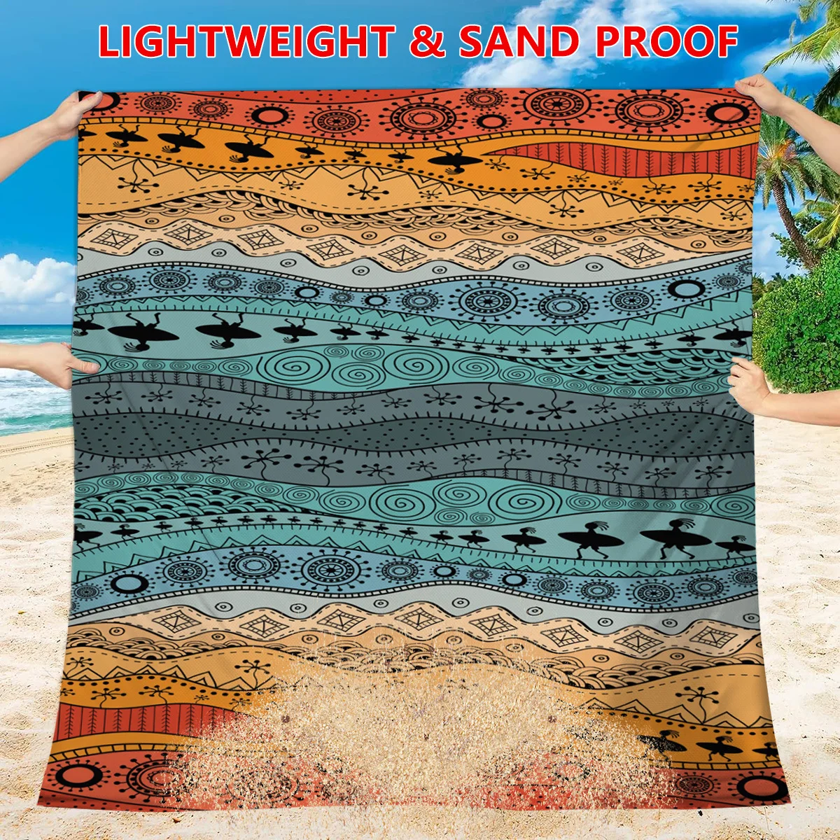 Fast Delivery Waterproof Custom Design Beach Mat 180X220cm Large Size Sand Free Beach Blanket For Outdoor Picnic Camping