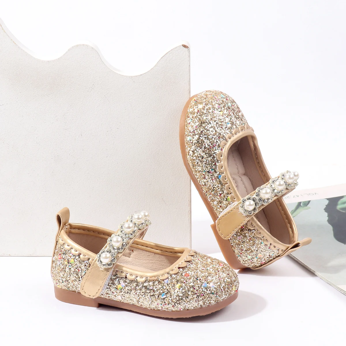 Spring Autumn Bling Glitter Material Princess Toddler Baby Girl Shoes factory