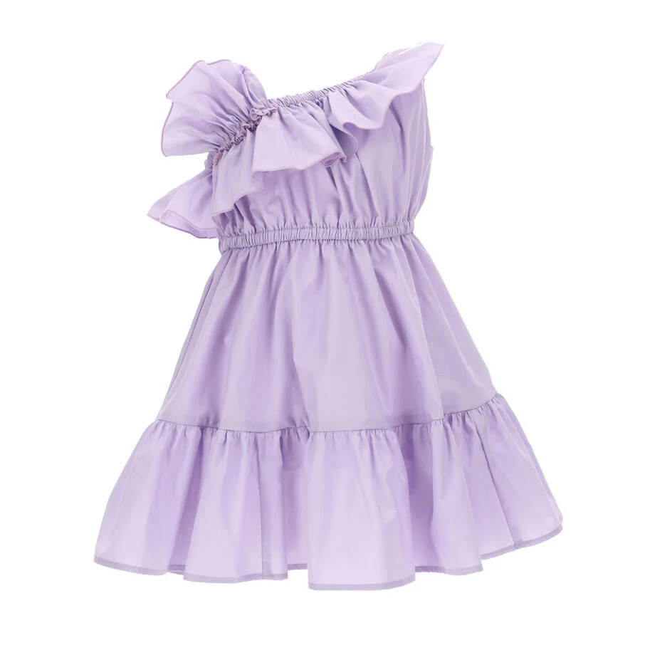 Custom fashion cotton woven latest children kids summer dress designs  lavender color daily wear dress girl with ruffle