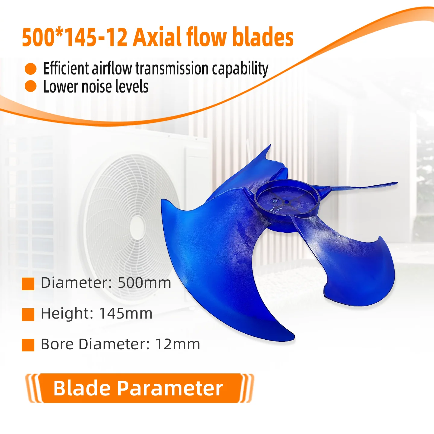 Axial Flow Fan, 4-blade, Plastic, 500*145*12-4 - detail 12
