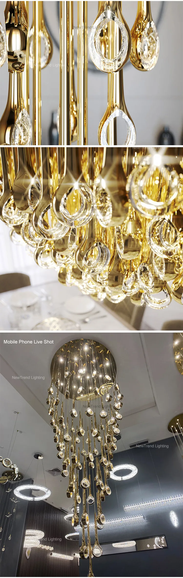 CPL-157 New Design Indoor Decoration Hotel Villa Mall Staircase Custom Luxury LED Chandelier supplier