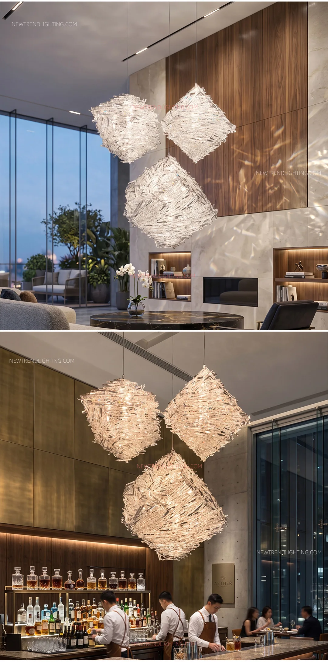 cpl 512 custom cascading crystal chandelier luxury bespoke led staircase lighting manufacturer for high end villas-4