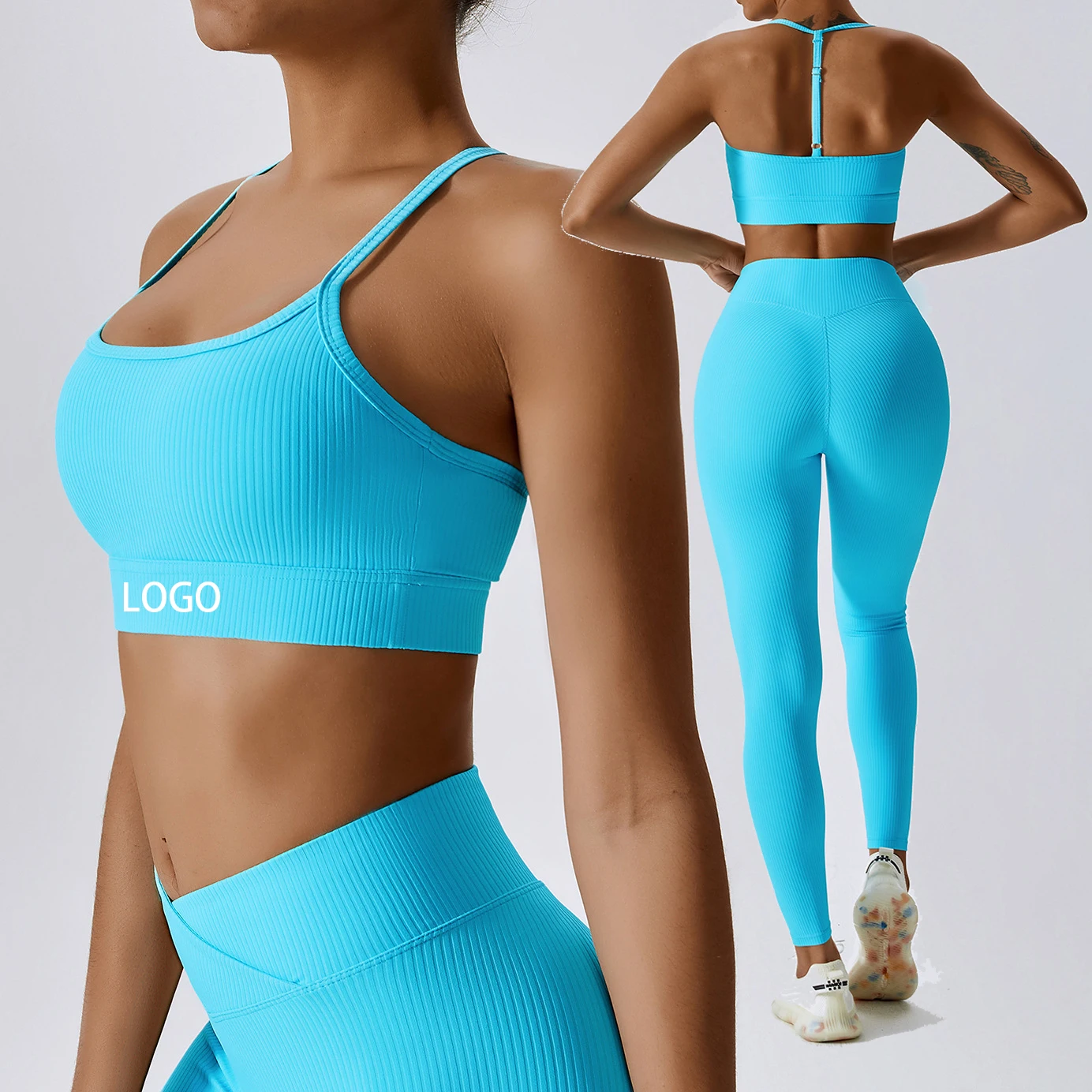 YIYI Thin Strap Breathable Yoga Tops Quick Dry Comfortable Ribbed Fabrics Athletic Bra Beauty Back Adjustable Sports Bra