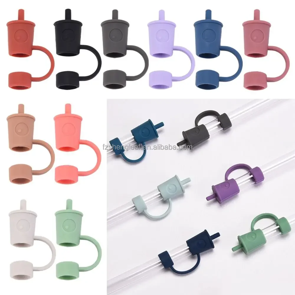 product silicone straw tips cover topper charms dust proof reusable for tumbler drinking bar accessories straw cover caps protectors-2