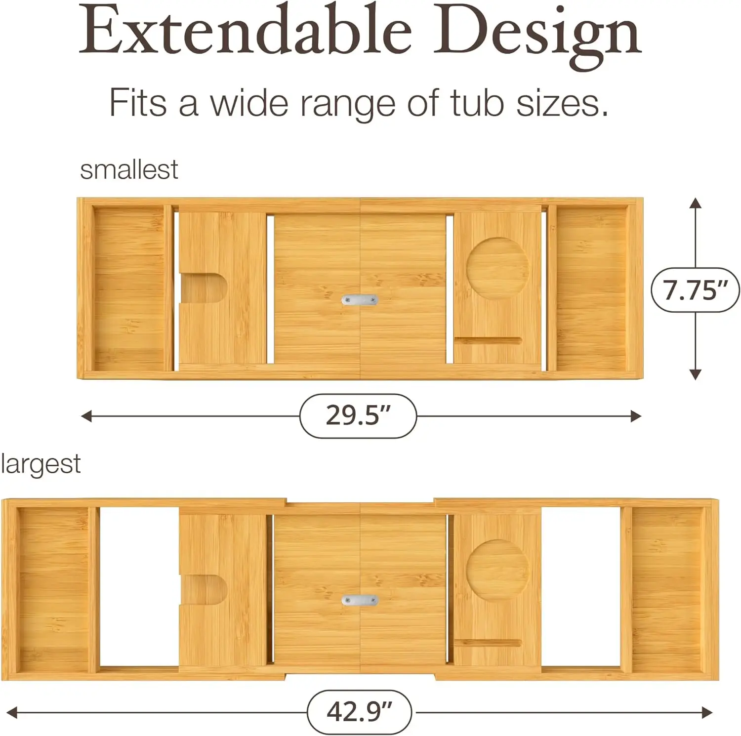 product luxury bathtub bathroom accessories expandable bath tray premium foldable bamboo wood bathtub tray for home-1