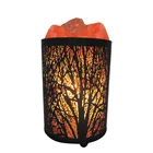 Natural Salt Basket Lamp Natural Rock Salt Chunks In Iron Basket Painted Black Color Table Lamp And Health Care