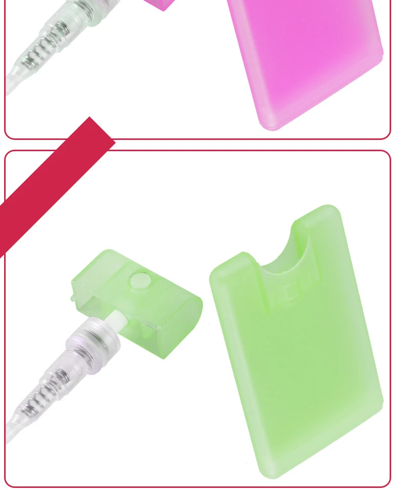 Screen Printing OEM Colored 20ml Plastic Credit Card Flat Spray Bottle Alcohol Sprayer Empty White Credit Card Perfume Spray