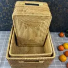 Manufacture Price 3x Set Best Handmade Rectangle Rattans Decor Storage Serving Tray