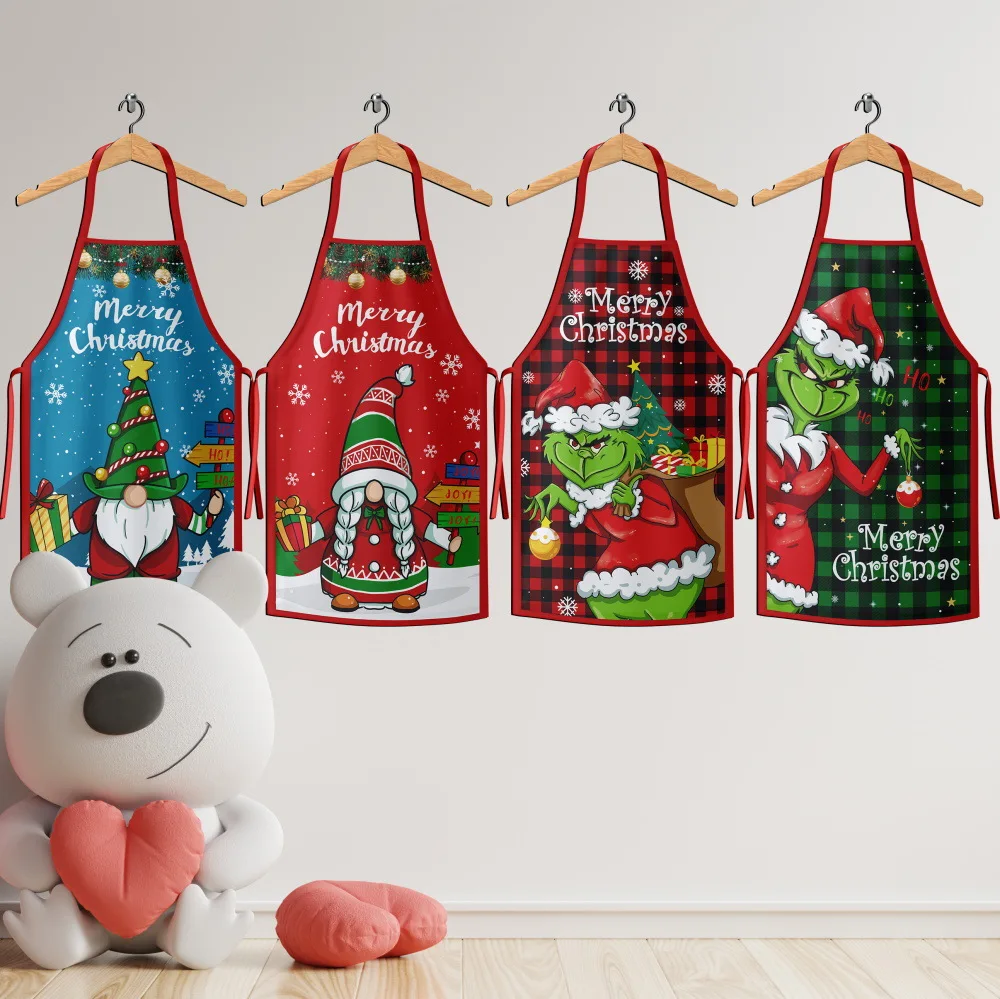 Christmas Kitchen Apron Christmas Day Clothing Supplies Parent-child Suit Apron for Men Baking Accessories Aprons for Women