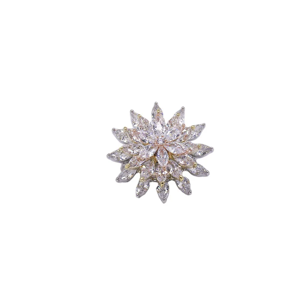 luxury rotatable brooches temperament snowflake sunflower zircon