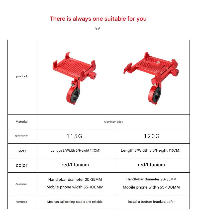 High Stability Aluminum Alloy Bike Mount Bike Mount Brackets Motorcycle Cell Phone Holder Rack