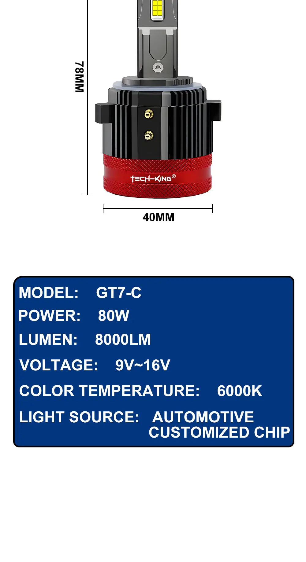 VW golf 7 headlights led CANBUS EMC 6000K Car Led Headlights Bulbs GT7 80W Auto Front Headlamp Driving Lights LED Front lig