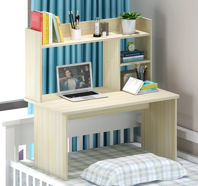 2021 new bedroom single bed top desk notebook desk with small bookshelf