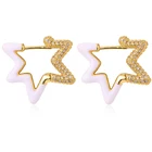 Star Stud Explosive Copper Micro-inlaid Earrings Hit The Color Lively Five-pointed Star Zircon Stud Earrings