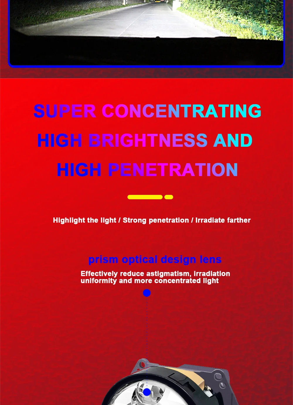 TECH-KING TIR bi-prism direct laser lens near and far light integrated 3-inch double lamp cup lens headlight projector headlamp