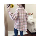 Ladies Wholesale Cheap Price Fashion Women Plaid Blouse Ladies Turn-down Neck Shirt