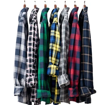 Lumberjack Man Custom Logo Tags Flannel Plaid Shirt Long Sleeve 2021 Flannel Shirts Men
