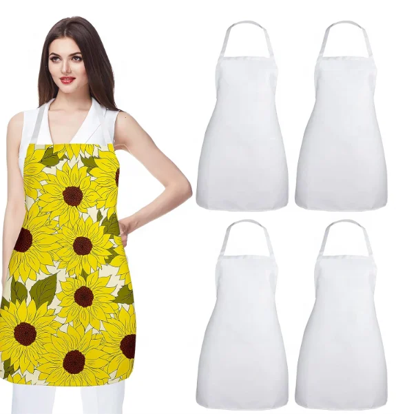 Sunflower printed custom linen adult blank aprons for home cleaning cooking kitchen Women apron chef baking Restaurant Waiter