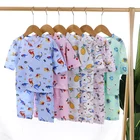Boy Children's Thin Cotton Air-conditioning Suit Cartoon Print Boy 7-point Sleeve Suit