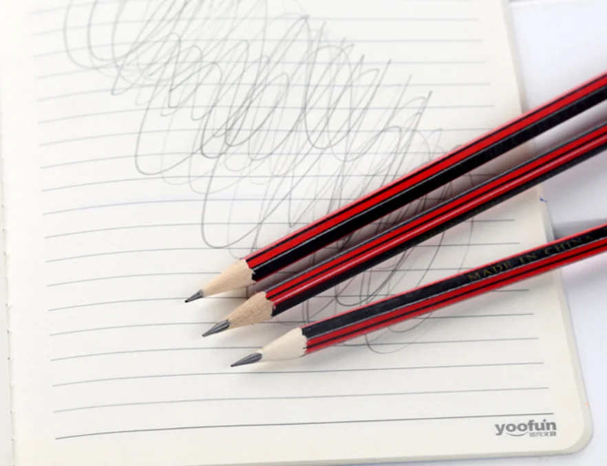 HB pencil classic red painting sketch wooden pencil with eraser head for office supplies