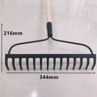 Garden Wholesale Garden Tools Mini Grass Rake Metal Rake Handle Garden Bow Harrow 14 Square Teeth.