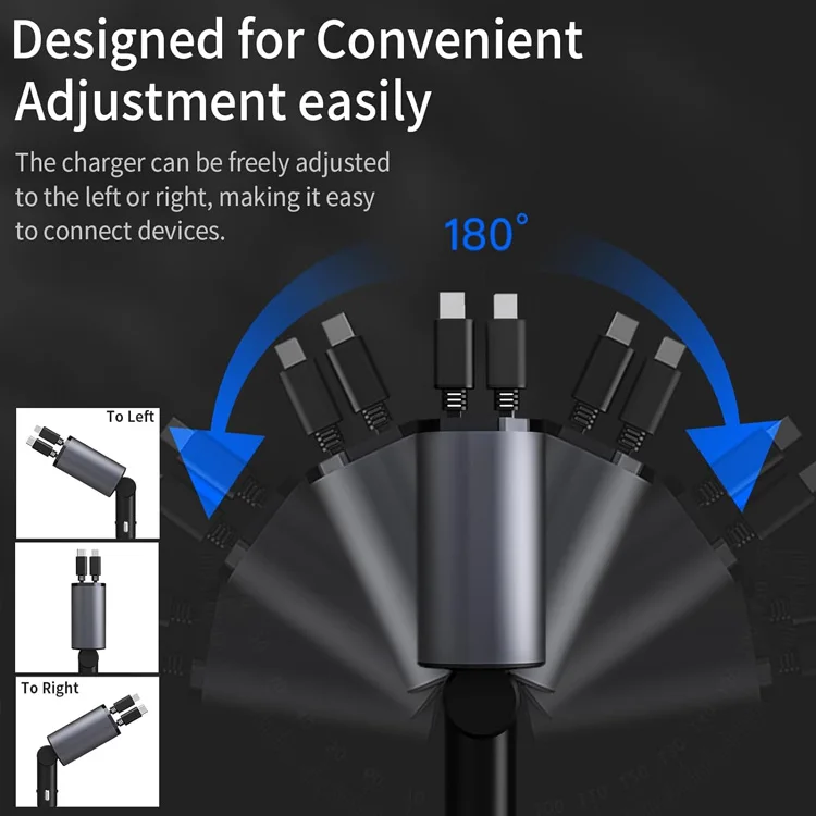 Retractable Car Charger Auton Laturi W Autolader Retractable Cables