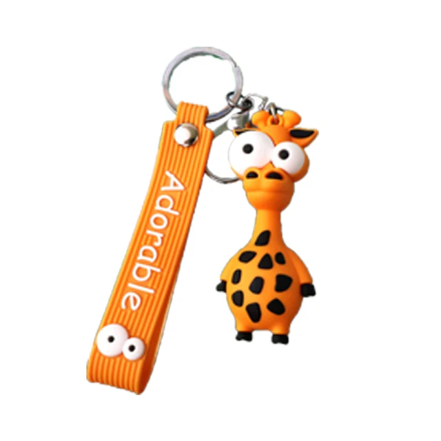 Manufacturers wholesale keychain accessories for keyrings funny animals 3D big eyes monkey soft rubber keychains