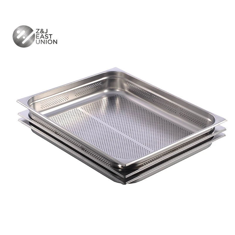 Vogue Stainless Steel Perforated 1/1 Gastronorm Pan with Overhanging Rim 3L 