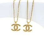 Necklace Rhinestone Pendent Jewelry 18K Gold Filled Jewelry Letter C Charms Crystal Eye Necklace 3 Piece Set