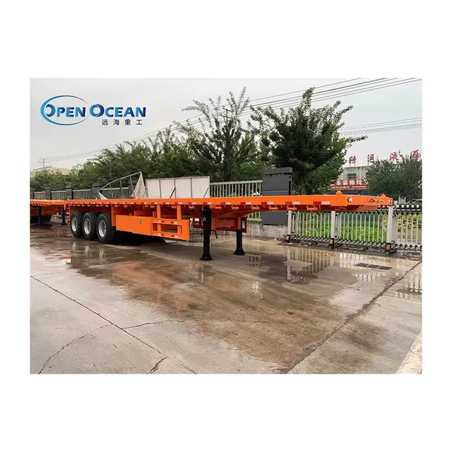 Hot China made 3-axis 4-axis flat semi-trailer 30-60 tons flat semi-trailer for sale