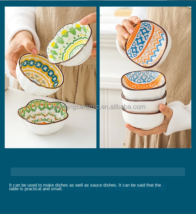 Bohemian ceramics 4.5 inch rice bowl household tableware dinner bowl soup bowl wholesale.jpg