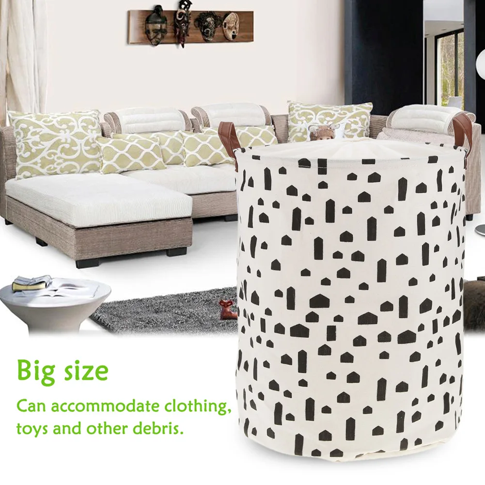 H149 Home Big Capacity Canvas Standing Buckets Storaging Bag Children Toy Collection Household Storage Laundry  Basket