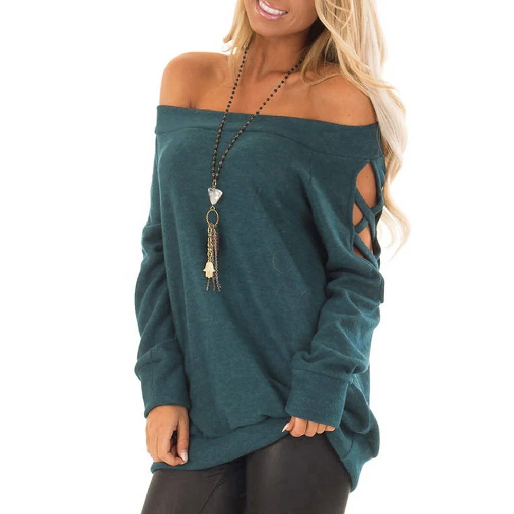 Women's Crisscross Cutout Off The Shoulder Long Sleeve Oversized Pullover  Sweater Knit Jumper Loose Tunic Tops - Buy Off The Shoulder Top,Women Tops,Casual  Tops For Women Product on Alibaba.com
