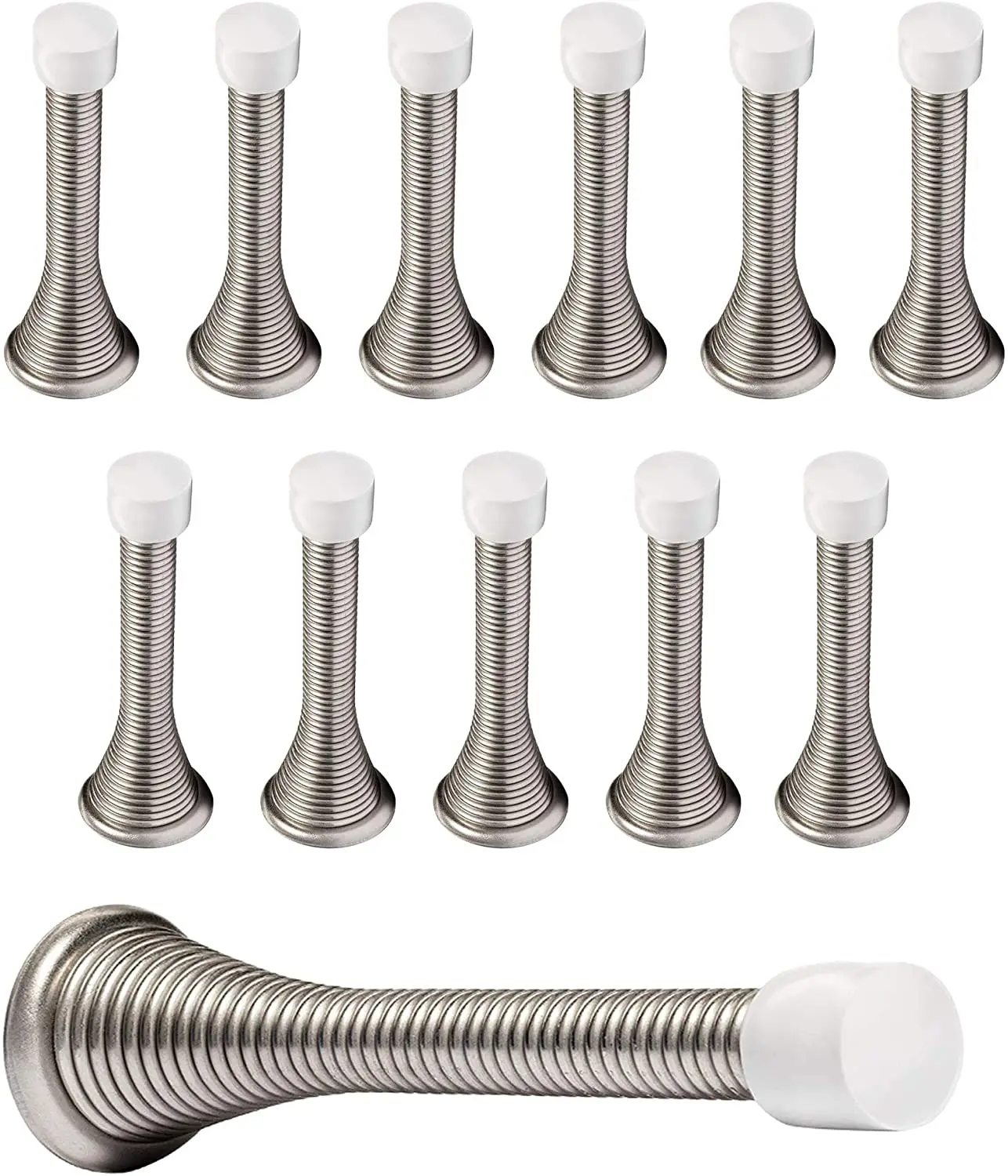Details about   12 Pack Spring Door Stoppers Wall Flexible Heavy Duty Screw-in Childproof Nickel 