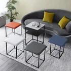Marble Coffee Table White Wooden Tabletop Metal Frame Flannel Surface Magic Cube Tea Table