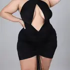 Dress OEM Solid Color Stretch Dress Sleeveless Halter Women's Oversized Skirt Plus Size Dress For Women